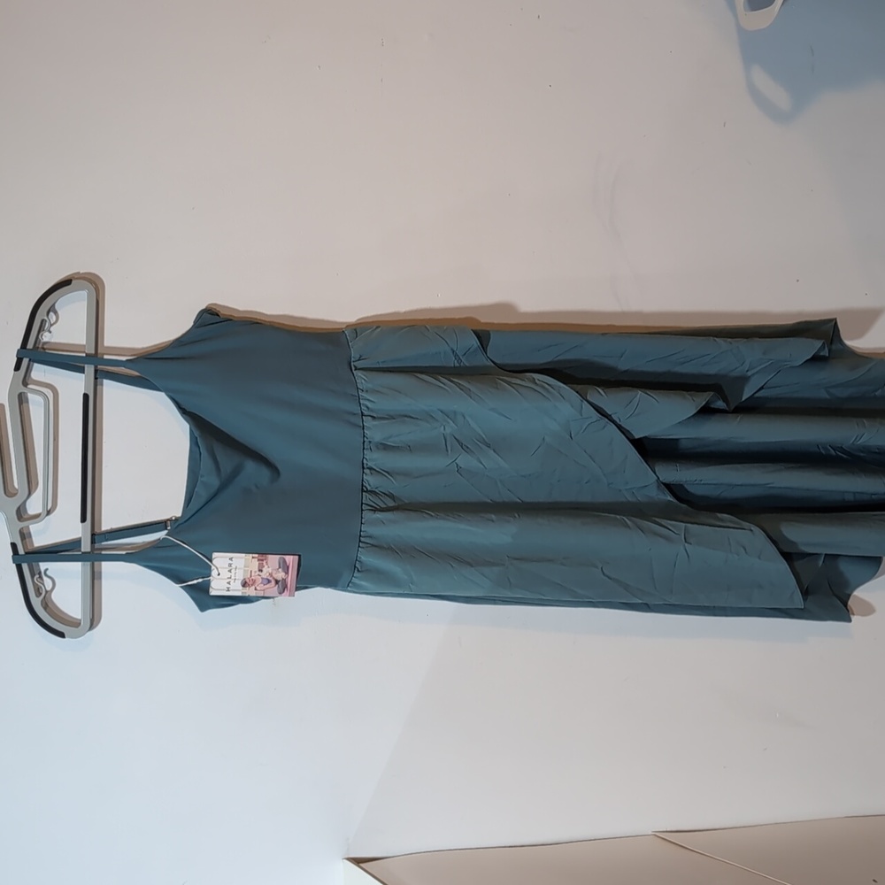 Halara Long Teal Dance Yoga High Low Dress sz M NWT